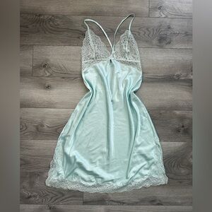 Victoria's Secret Light Teal Blue Lace Chemise